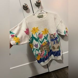 Vintage! | 🍇🌸🐱 Short Sleeved Cat Sweater